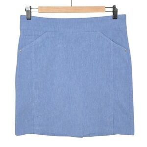 TRIBAL Women's Skort Skirt Pull On Stretch Chambray Blue Side Pockets 6